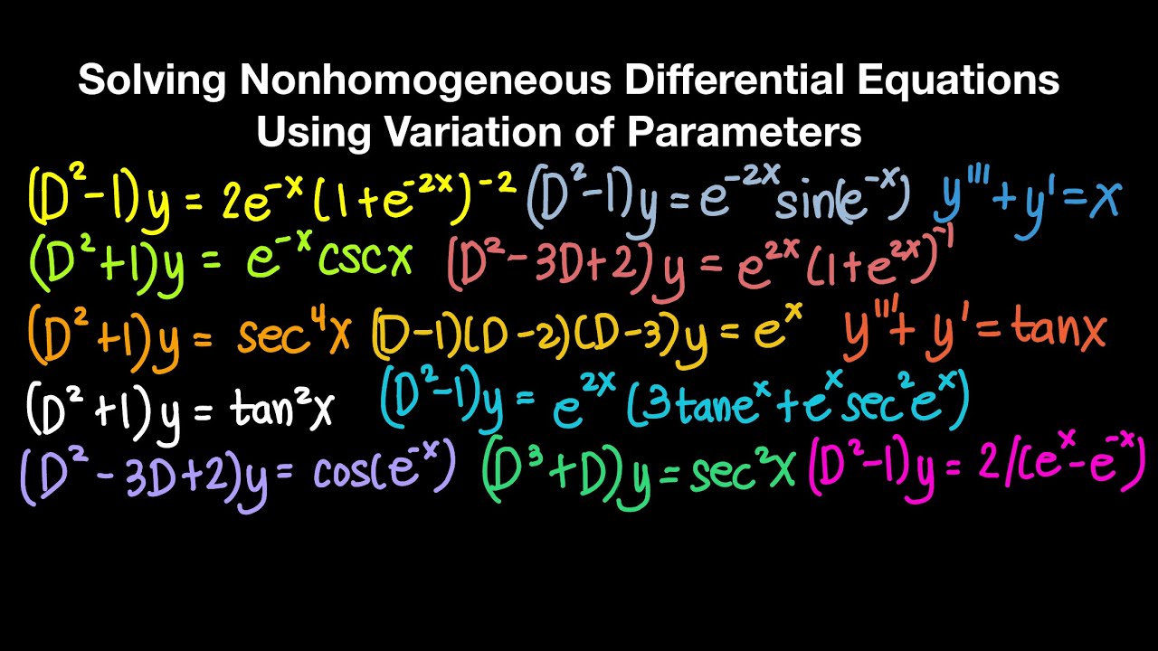 Solving Nonhomogeneous Differential Equations Using Variation of Parameters Part 4