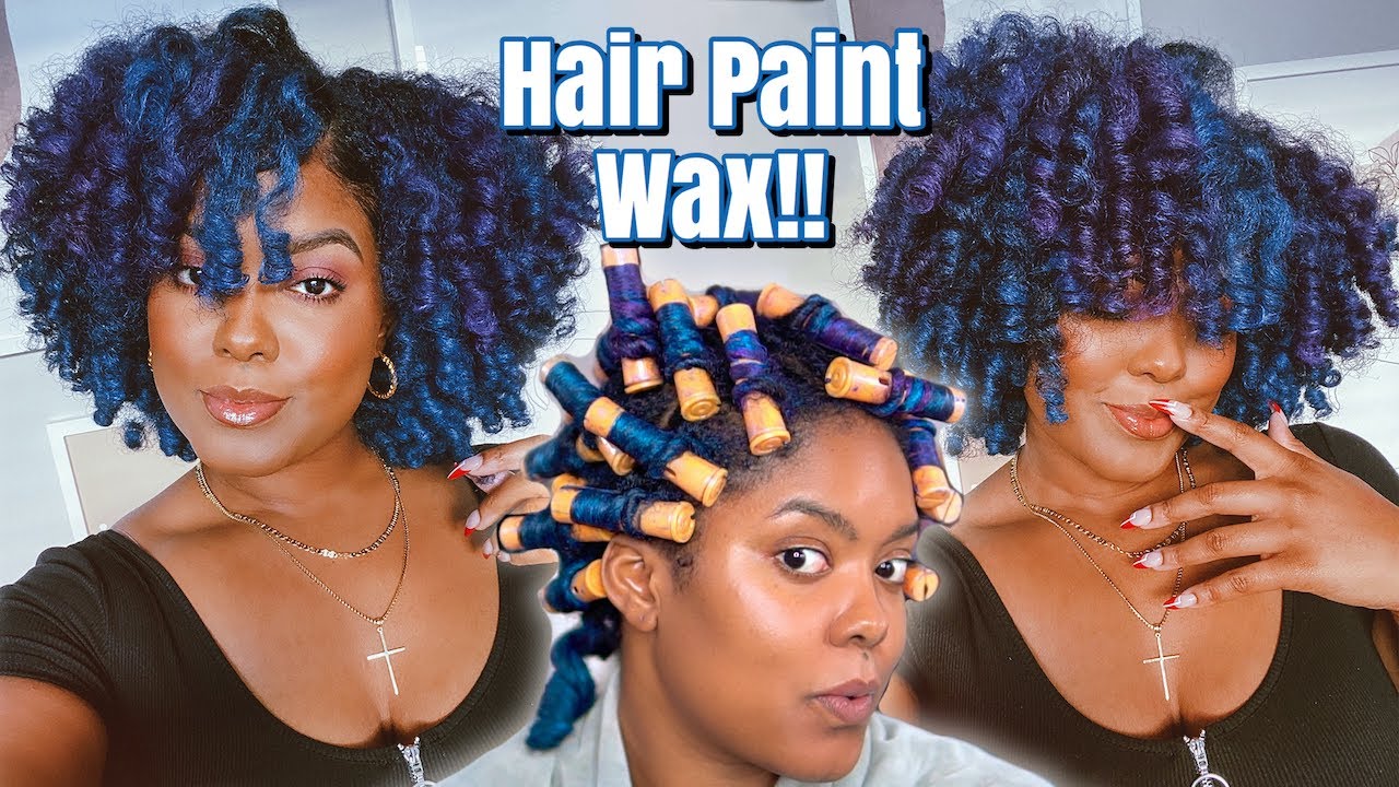 Blue & Purple Curls!! | Hair Paint Wax Perm Rod Set on Natural Hair!