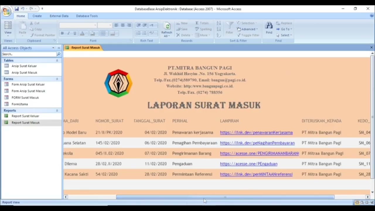 Tutorial Membuat Microsoft Access Database Arsip Surat Masuk dan Arsip Surat Keluar 