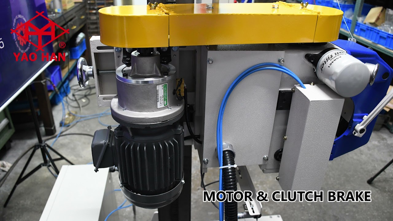 Yao Han Automatic Bag Closing Machine FAC F900AT TP3 W/pneumatic Rotary Knife & Infeed Device