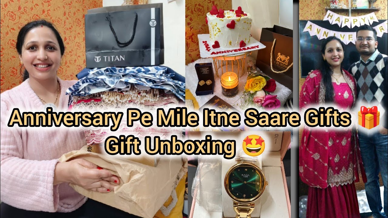 Anniversary Pe Mile Itne Saare Gifts 🎁 Anniversary Surprise vlog 🤩 #vlog #anniversary #valentinesday