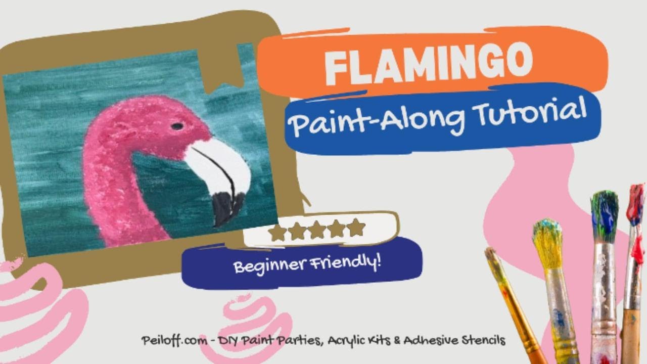 Flamingo Acrylic Painting Tutorial 🦩 | Easy Paint Along for Beginners, Kids Adults & DIY Paint Party