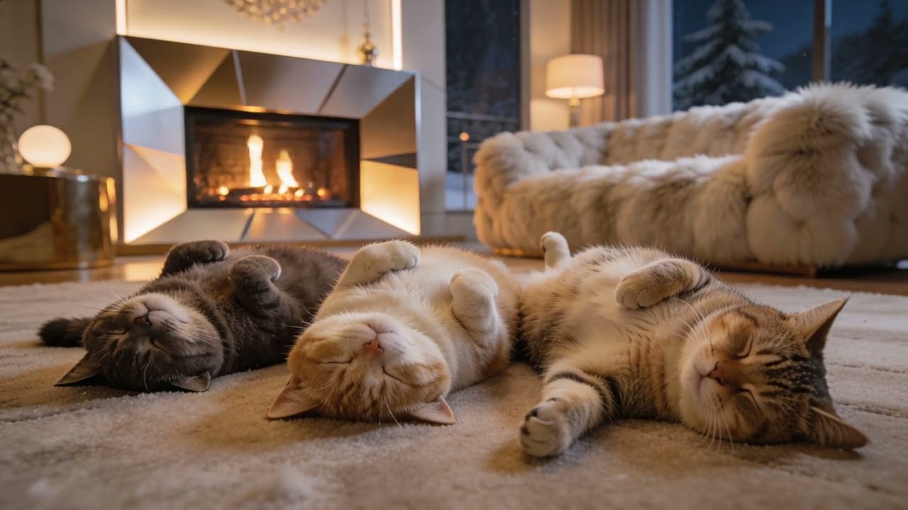 Sleeping Cats That Melt Stress Away 🐾🔥 Cozy Fireplace Ambience