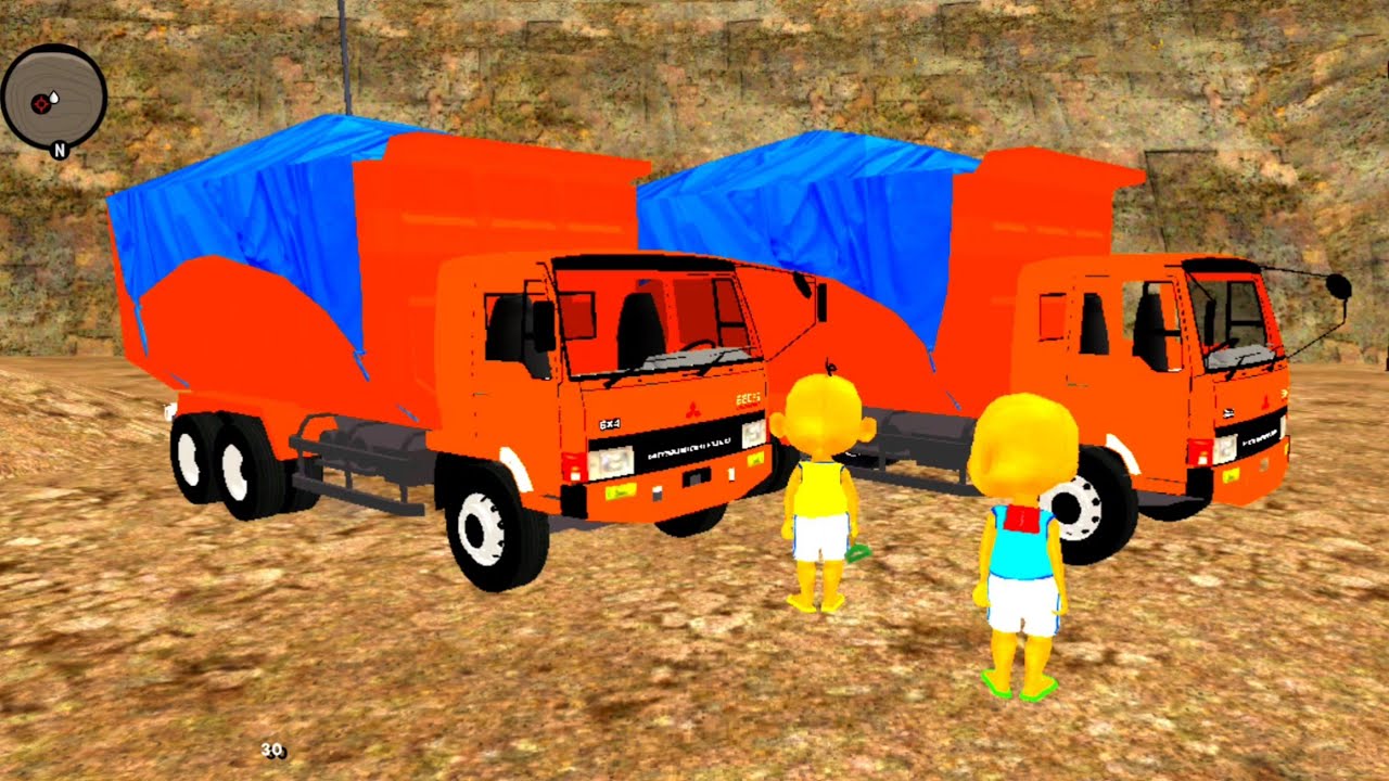 Upin & ipin Selamatkan Truk Pasir Orange Terpal Biru dari Banjir 🤣 Dunia Oyya