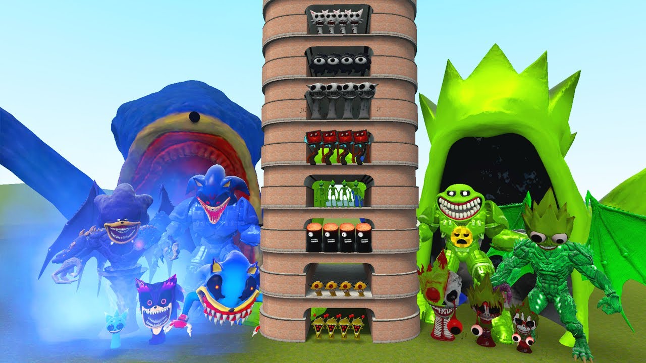 TALLGRASS LITTLE TO BIG ALL SPRUNKI LIME VS ALL SONIC EXE SPRUNKI FAMILY PHASE 1 - 10 in GMod!