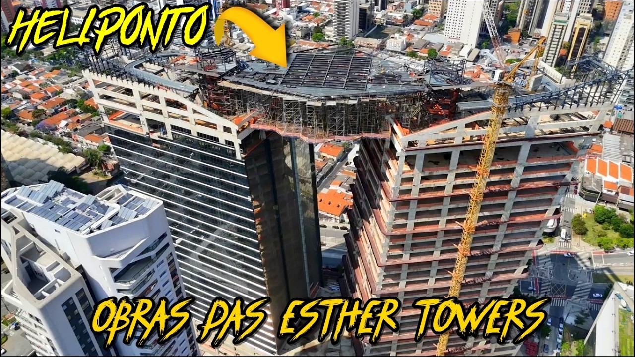 Drone na Marginal Pinheiros: Obras das Esther Towers (+ Parque da Cidade e arredores) - São Paulo