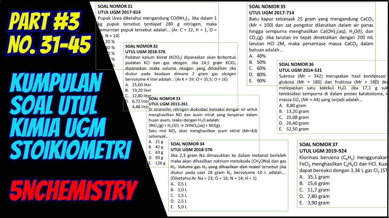 Pembahasan Soal UTUL UGM Materi STOIKIOMETRI !! Part 3