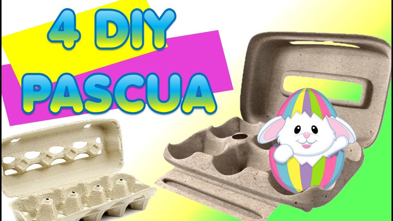 Manualidades para pascua con cajas de huevos hueveras cartón 🐰 para niños fáciles Primavera conejo