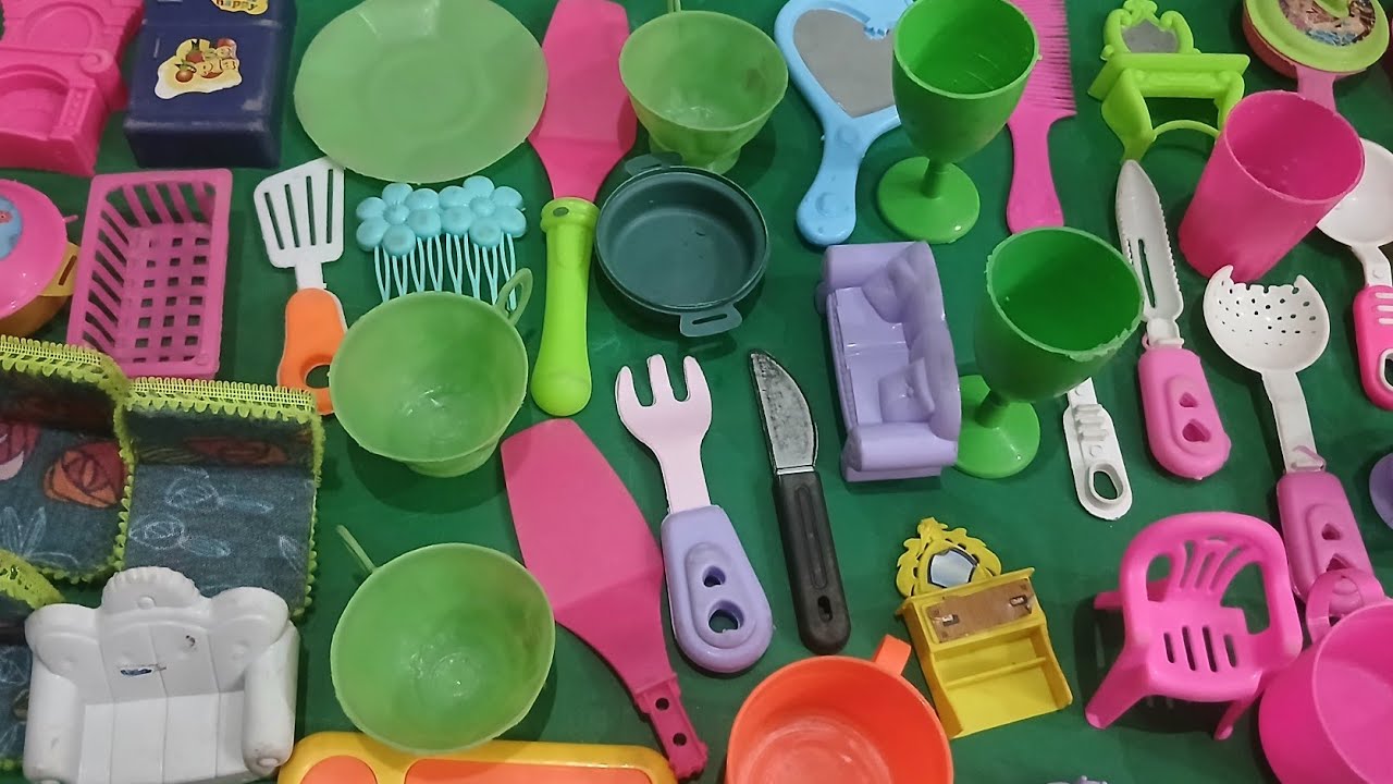 Satisfying with unboxing #colr full miniature barbie kitty doll sofa set toys #asmr #video 😍 💖 
