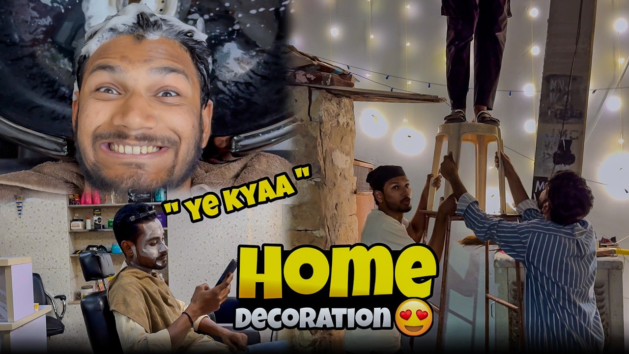 light Decoration 😍 Get Uncle Ready In Saloon 🤣 #vlog #comedy