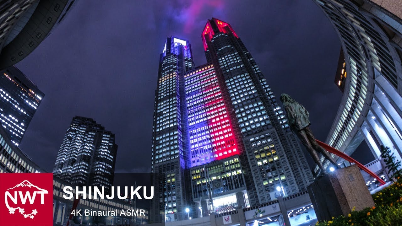 Tokyo Shinjuku In The Rain 4K Binaural ASMR