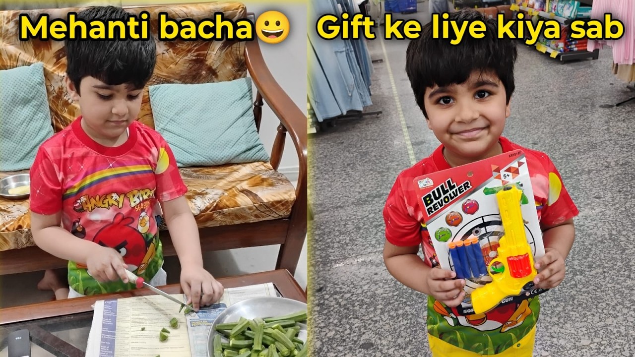 Saransh Ne Mummy Ki help Ki ☺️❤️ Aur Gift bhi mila 🔫 Best Boondi Raita Banaya mainey 😋