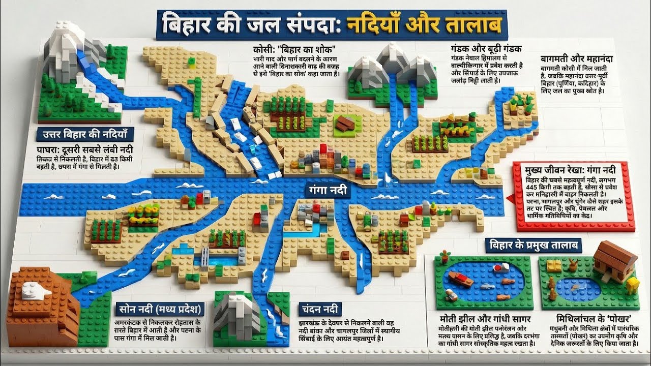 बिहार की जल संपदा: नदियां और तालाब।। Bihargeography ।। BPSC । Ssc । Railway । factsandtheory 