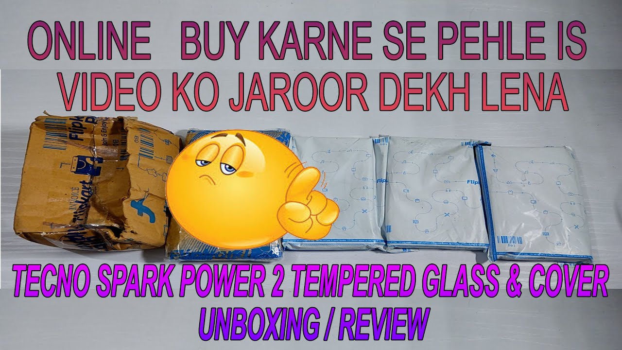 TECNO SPARK POWER 2  TEMPERED GLASS & COVER  UNBOXING / REVIEW