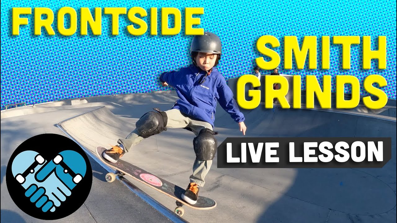 Frontside Smith Grind: LIVE SKATEBOARDING LESSON for Mini Ramps, Quarter pipes, and Bowls.
