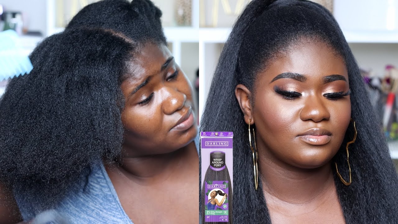 Natural Hair Ponytail Using Darling Kinky Straight Pony