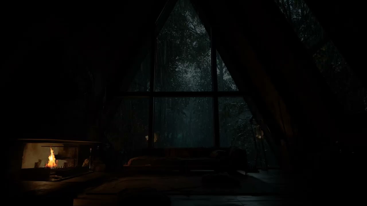 Rainy Fireplace Night 🌧️ Soothing Rain Sounds for Relaxation & Deep Sleep