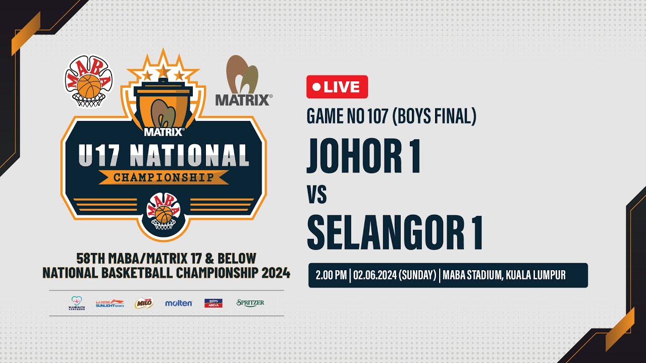#MABAU172024 | G107 [BOYS FINAL] 2.00PM | COURT 1 | JOHOR 1 vs SELANGOR 1