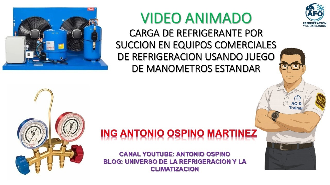 CARGA REFRIGERANTE POR SUCCION EN EQUIPO COMERCIAL REFRIGERACION CON MANOMETRO ESTANDAR
