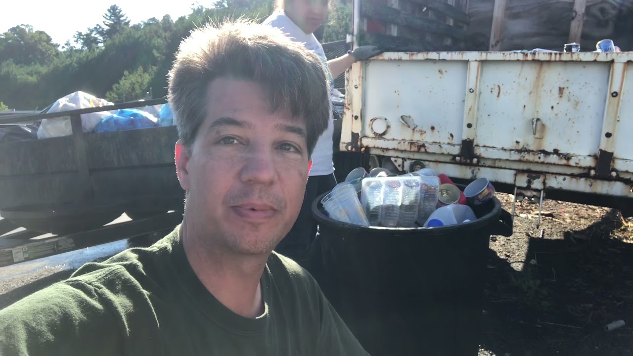 Aluminum can recycle sorting out cardboard and food cans