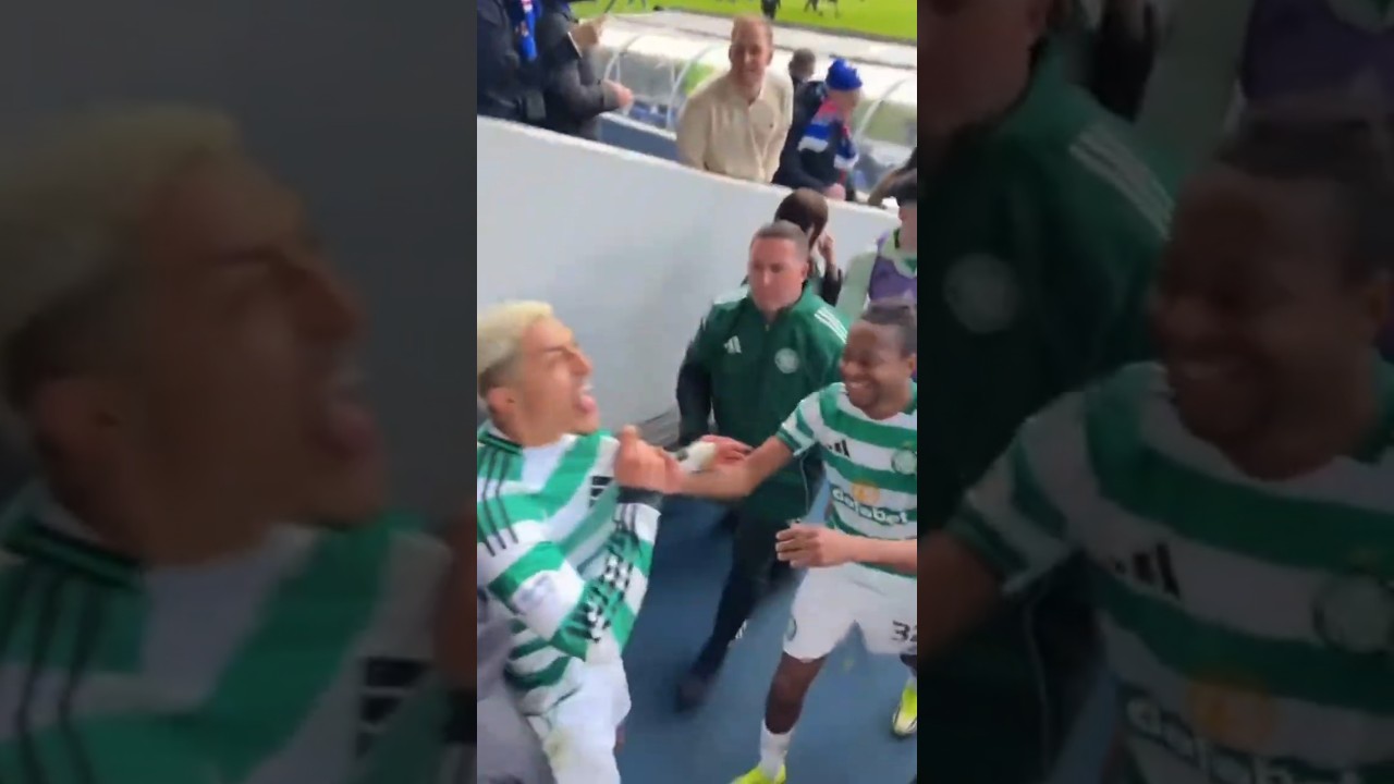 Araujo and Tam WIND UP Rangers Fans 😂🍀 #football #scotland #celtic #rangers #derby #riot #67
