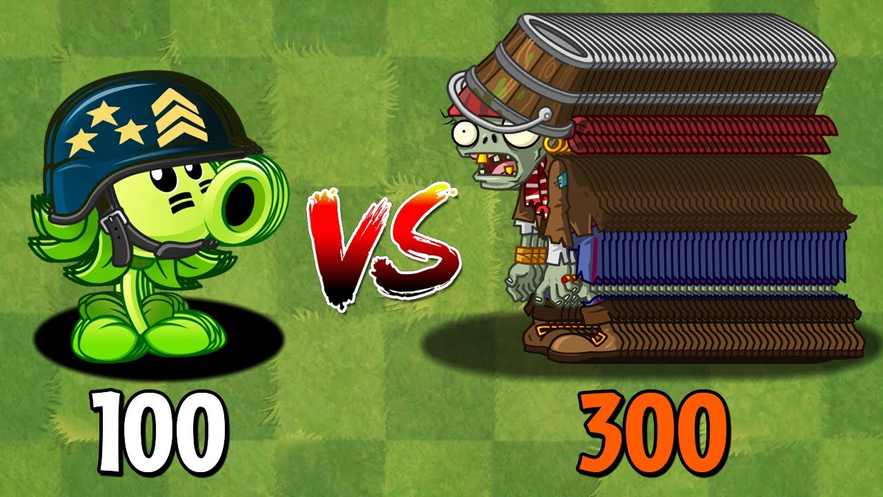 PVZ 2 Challenge - 100 Plants Max Level Vs 300 Buckethead Pirate Zombies - Who Will Win?