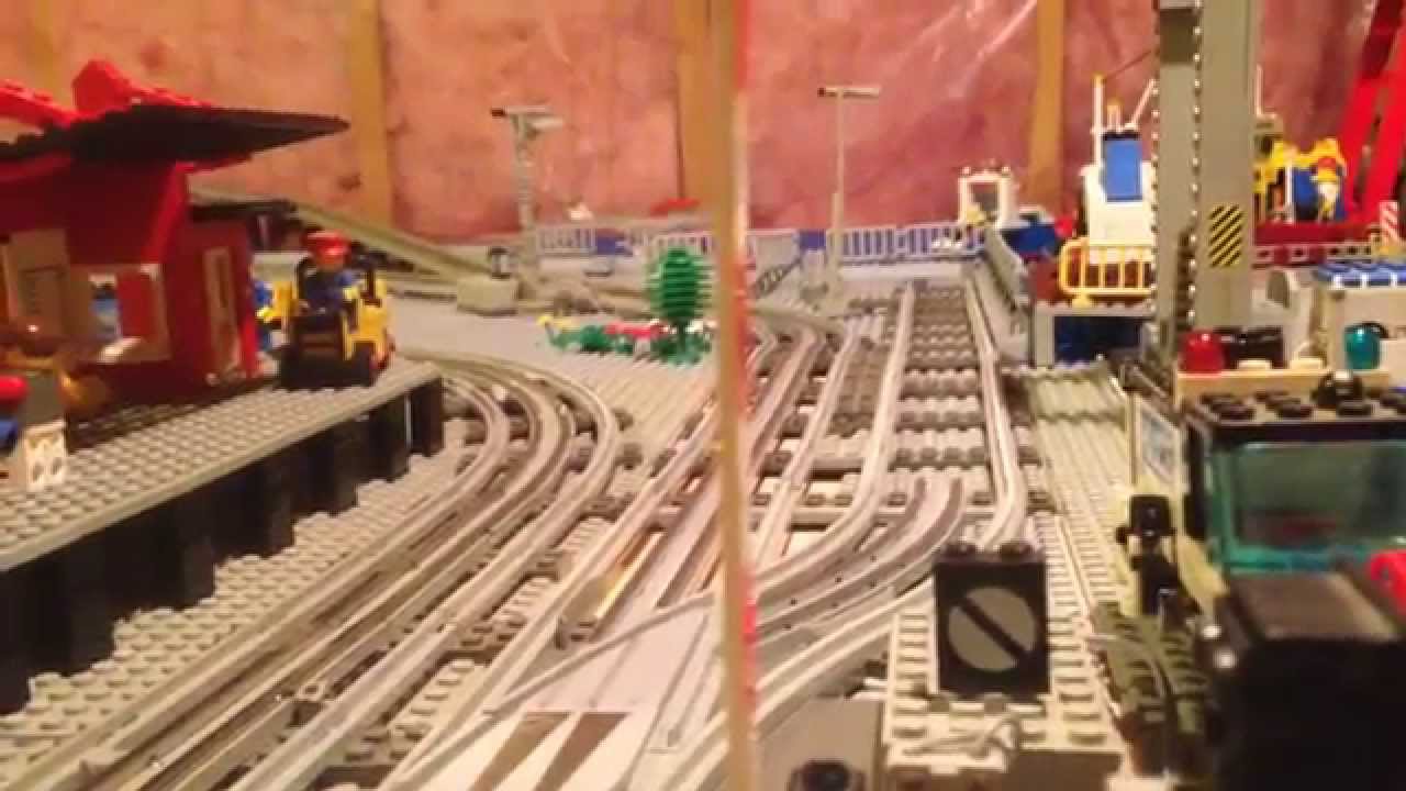 12V Lego Train Harbor Layout Expansion, Followed by All Trains in Motion