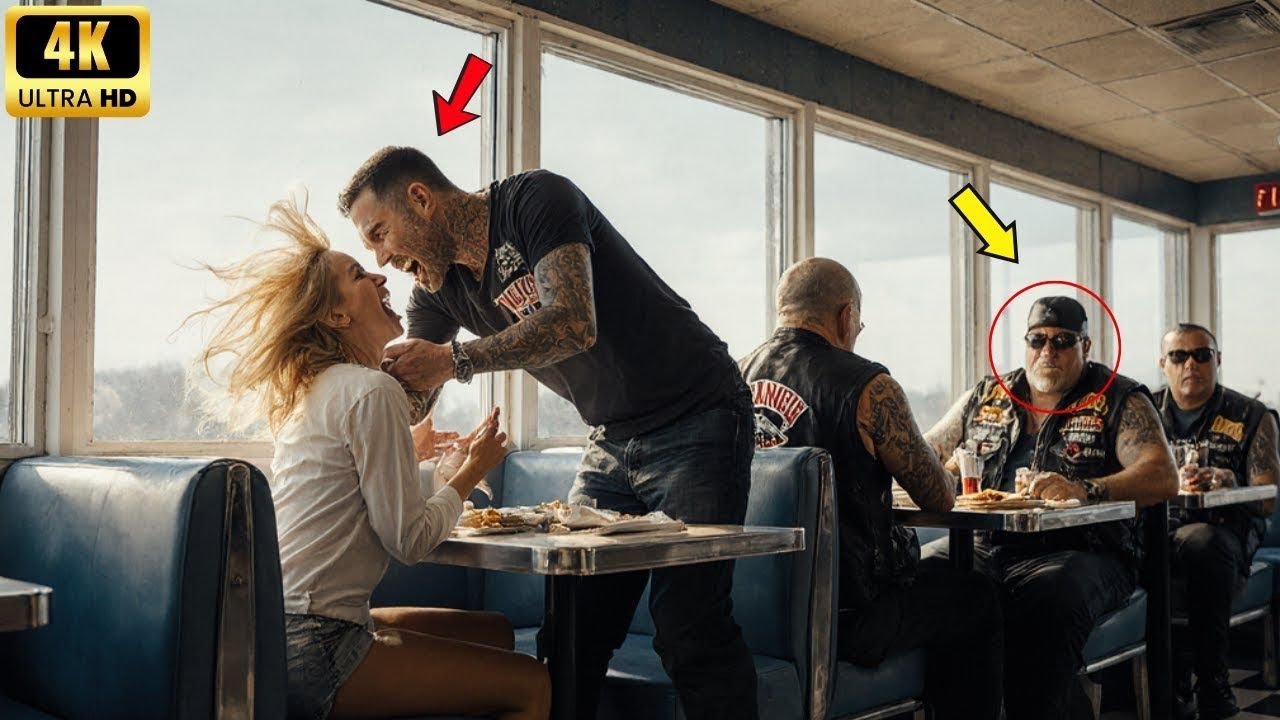 Schläger stieß eine alleinerziehende Mutter im Diner… doch er wusste nicht, dass Biker am hinteren T