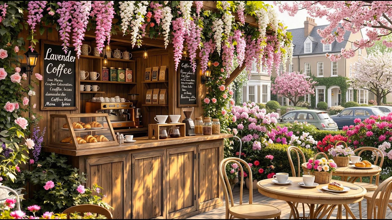 Outdoor Coffee Shop Ambience ☕ Soothing Piano Jazz Music for Relax, Good Mood