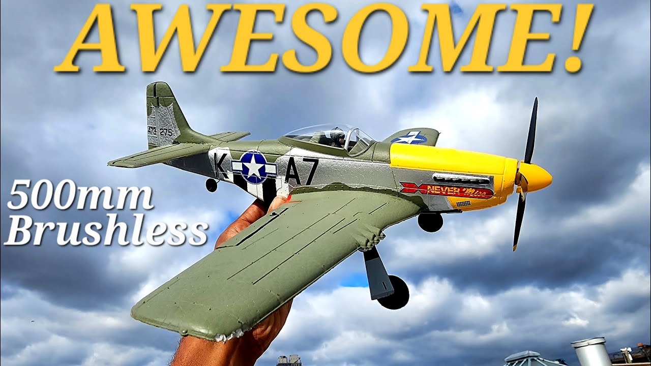2nd Maiden! Greasy Landing. Volantex Brushless P51 500mm