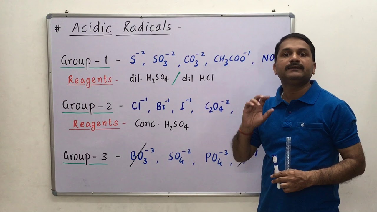 Qualitative Analysis of Inorganic Salts [Acidic Radicals] / Practical of Salt Analysis Class 11 & 12