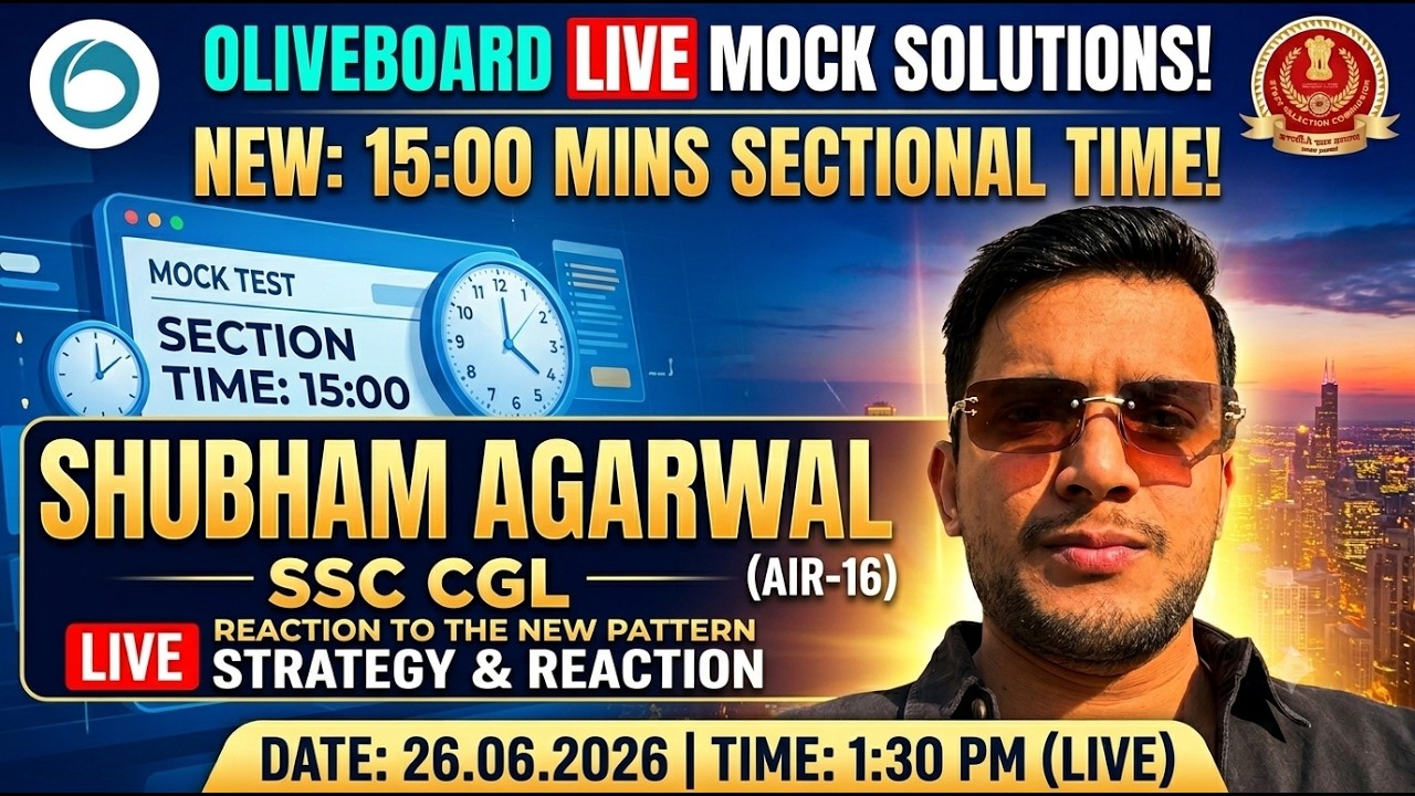 🔴26.06.2026 Live Mock Solution: SSC CGL Sectional Time Introduced! ⏱️ Strategy by AIR-16