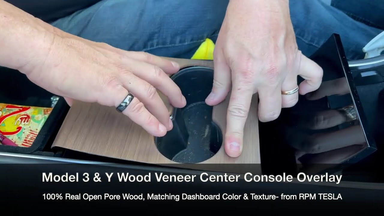 Installation and Demo for Gen 2 Model 3 & Y Open-pore Wood Center Console Overlay