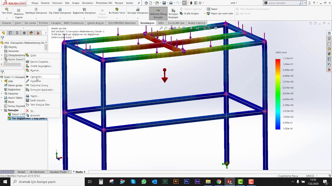 44-Solidworks Analiz _ Statik Kiriş Analizi ve Çelik Konstruksiyon Analizi.