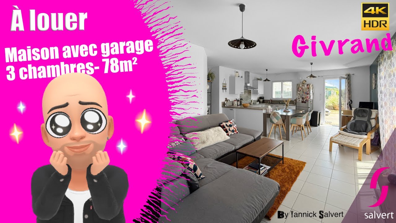 Maison de Plain-Pied à Louer - 3 chambres, Garage - GIVRAND (85)
