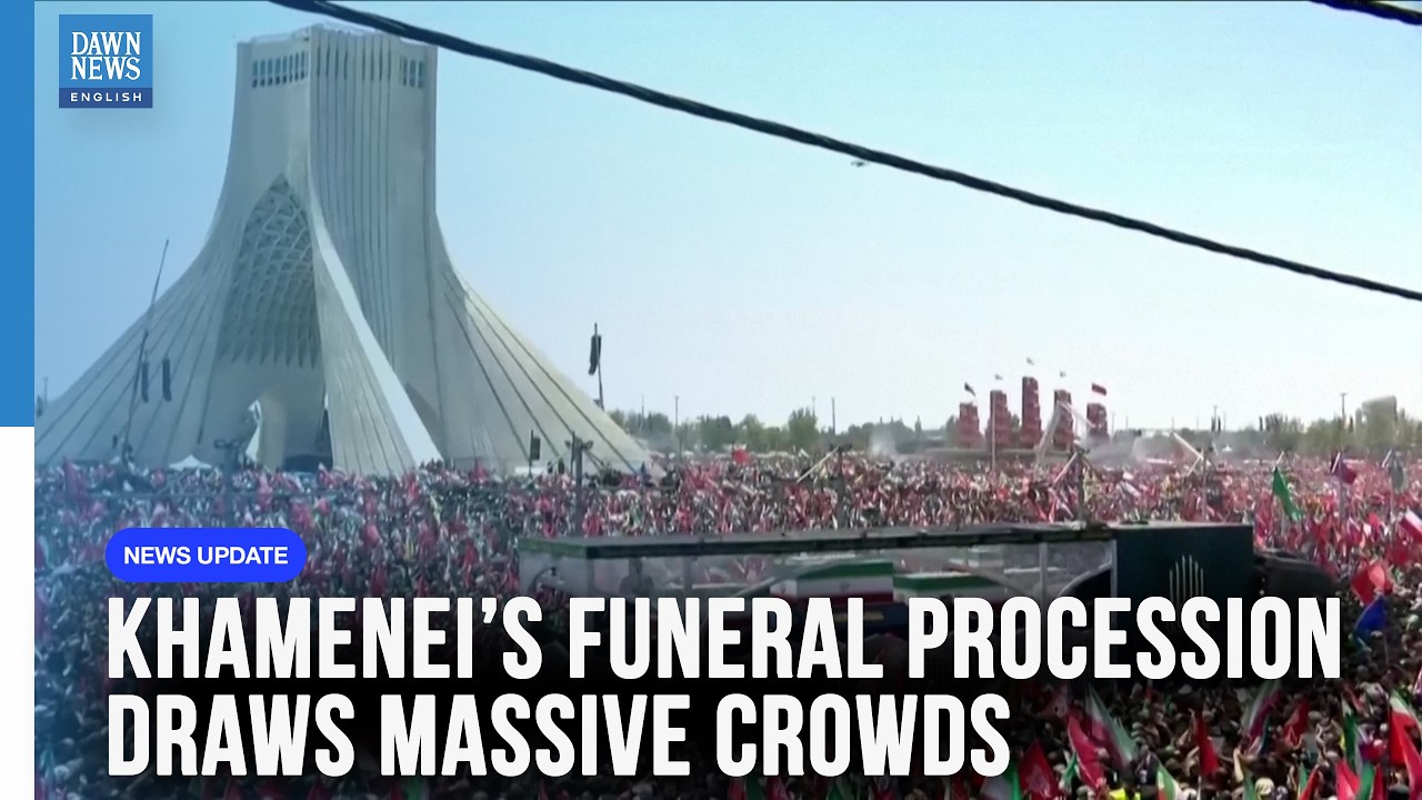 WATCH: Drone Footage Shows Massive Crowds at Ayatollah Khamenei&rsquo;s Funeral in Tehran | Dawn News