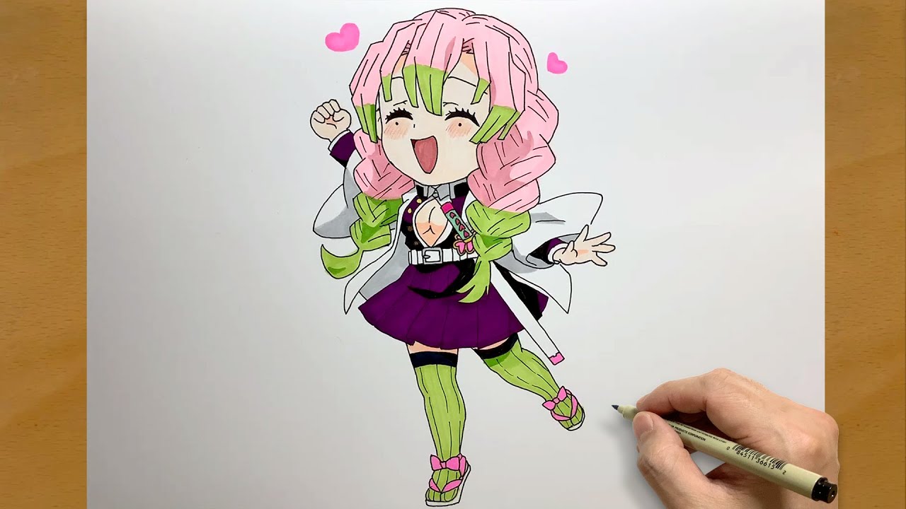 How to draw Chibi Mitsuri Kanroji from Demon Slayer | Kimetsu no Yaiba | step by step | draw anime