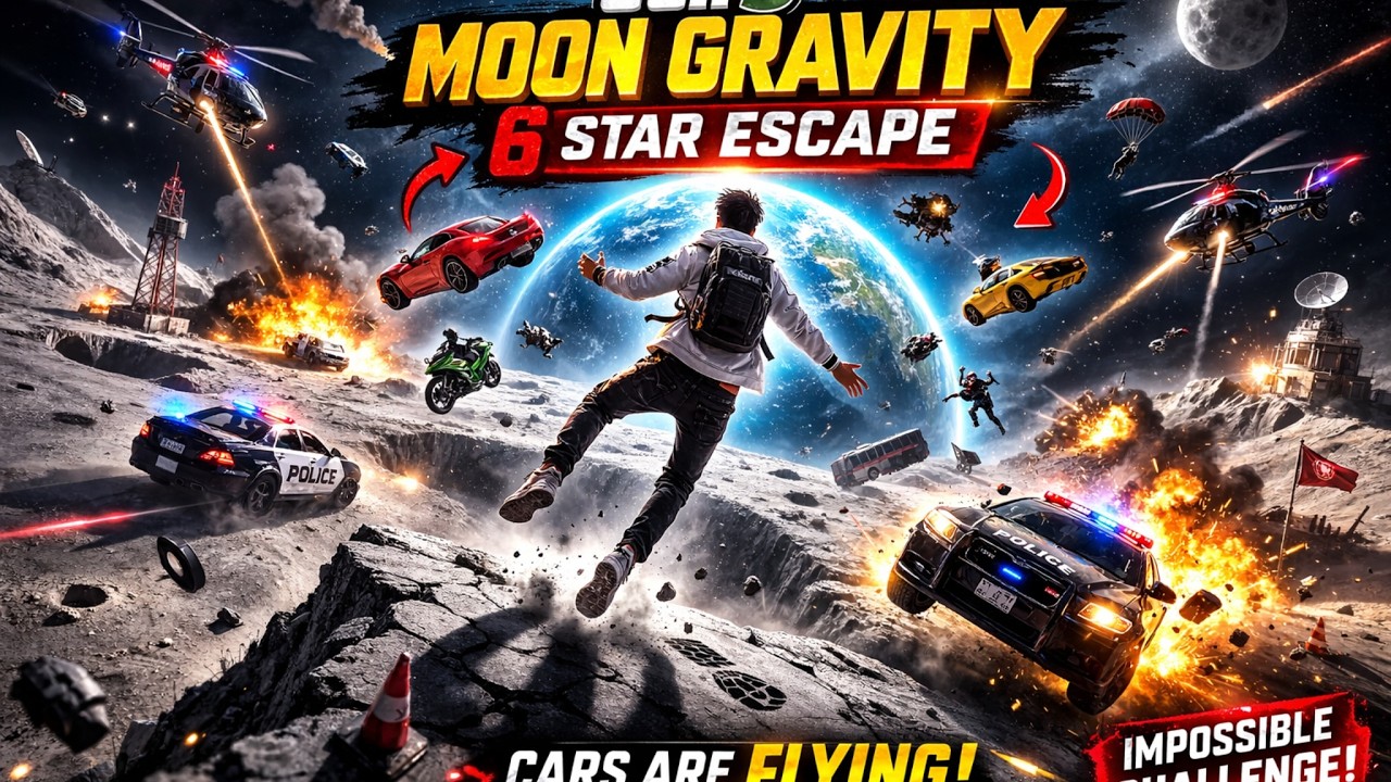 GTA 5 Moon Gravity Mode – 6 Star Police Can’t Stop Me 😳🌙