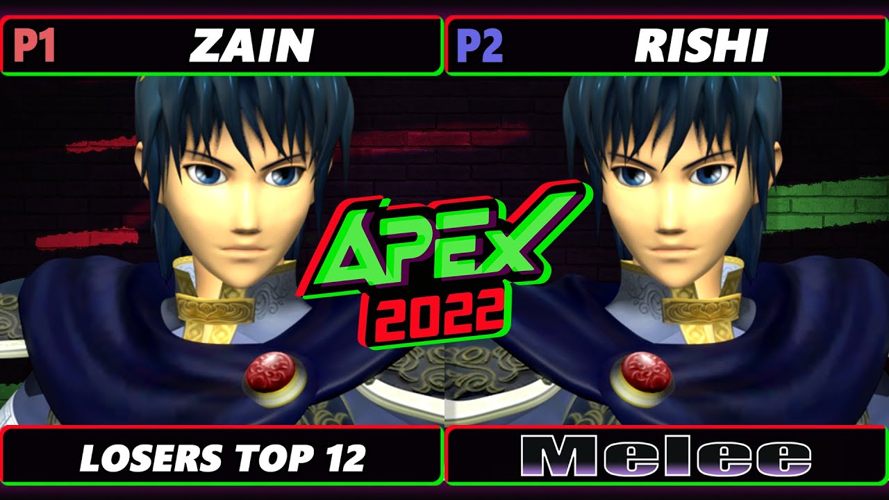 Apex 2022 Top 12 - Zain (Marth) Vs. Rishi (Marth) SSBM Melee Tournament