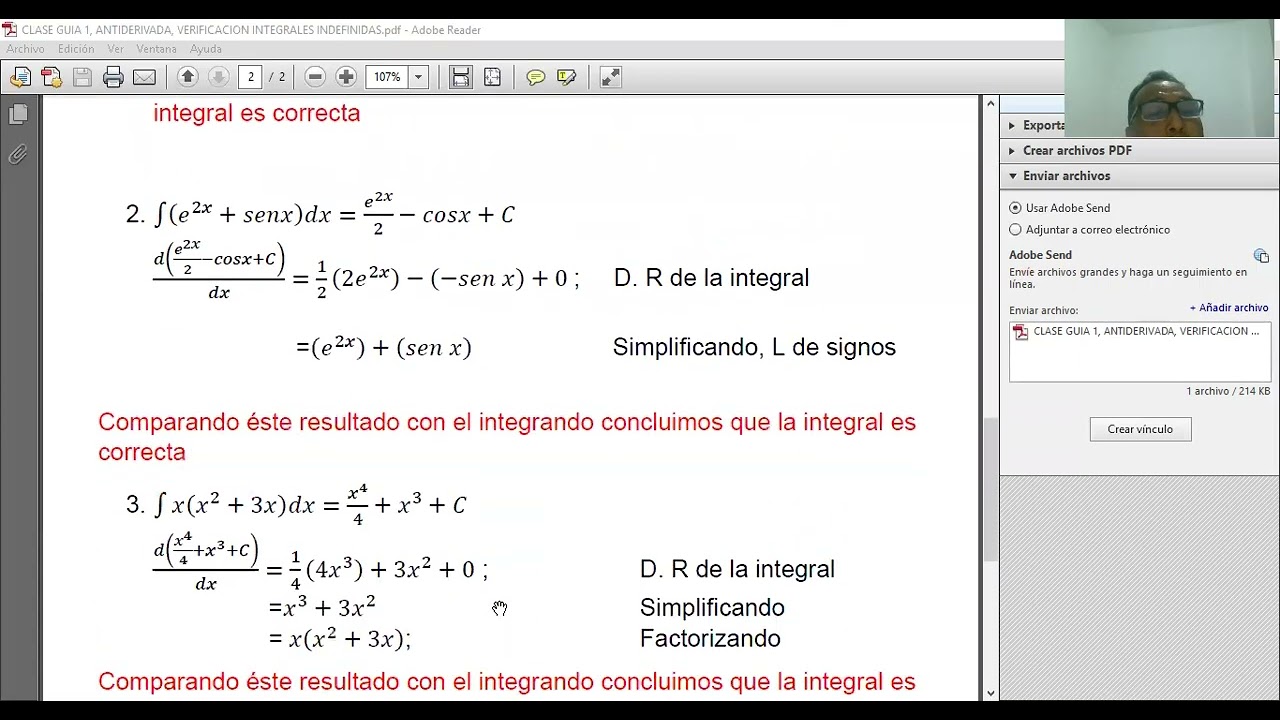 ANTIDERVADA, VERIFICACIÓN DE INTEGRALES INDEFINIDAS
