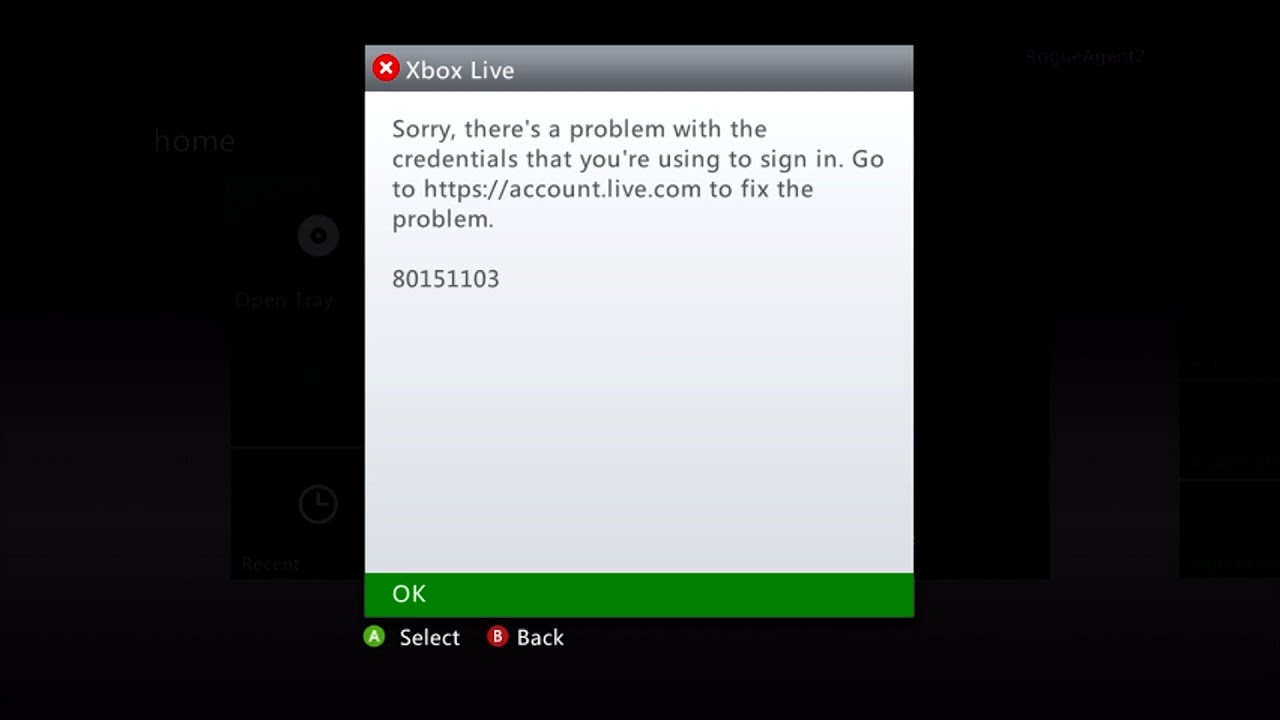 Can't Download Profile in Xbox 360 error 80151103 Xbox Live Error