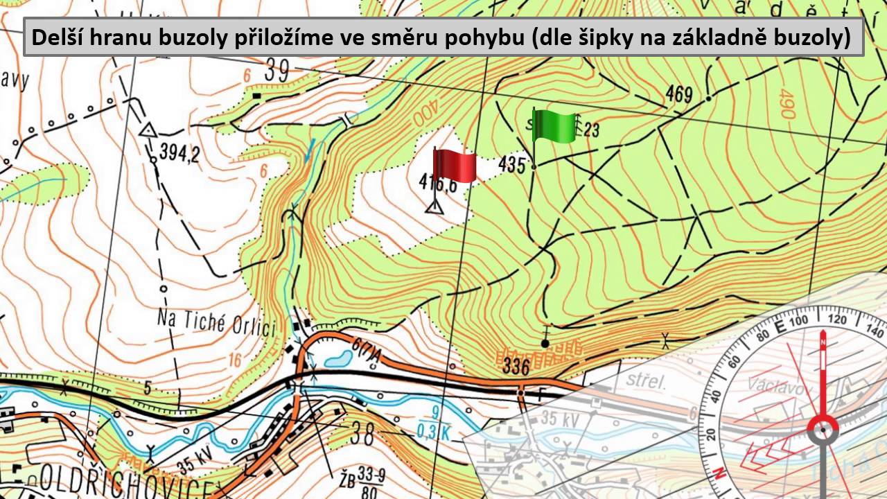 Jak zjist&iacute;me azimut na mapě