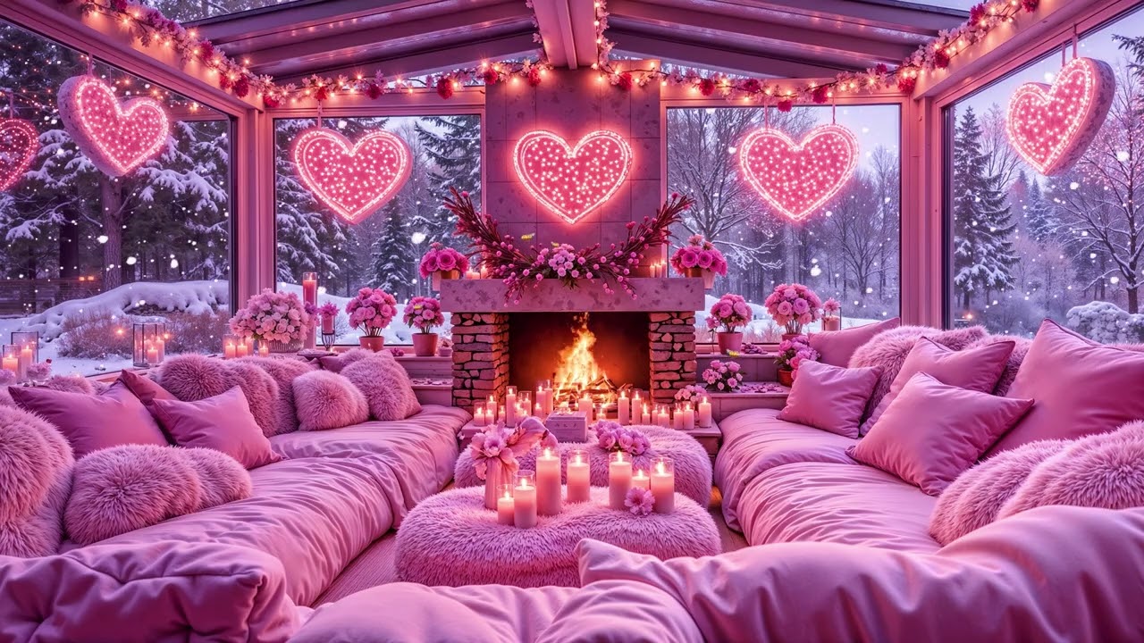 Enchanting Valentine Cozy Jazz 💗 Fireplace Ambience, Smooth Jazz & Winter Relax