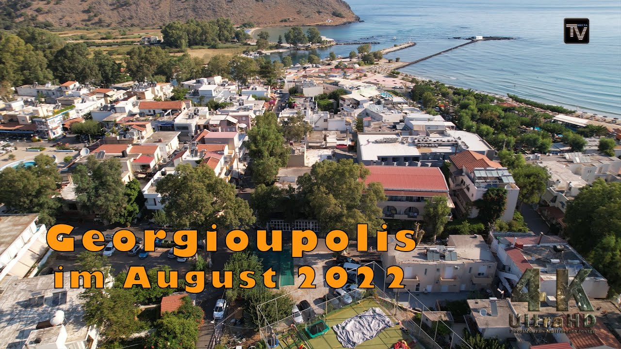 Über den Dächern von Georgioupolis im August (Kreta-Crete) 2022 4K