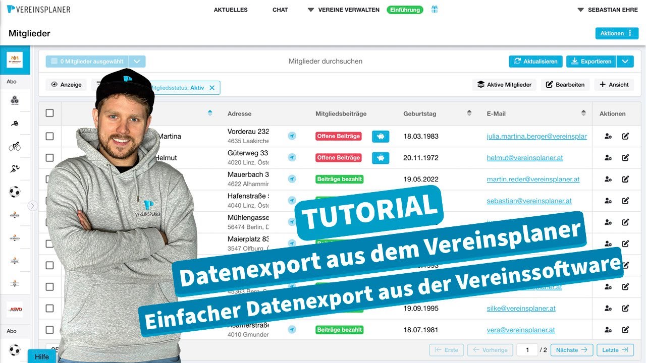 Einfacher Datenexport aus der Vereinssoftware hin zum Verband