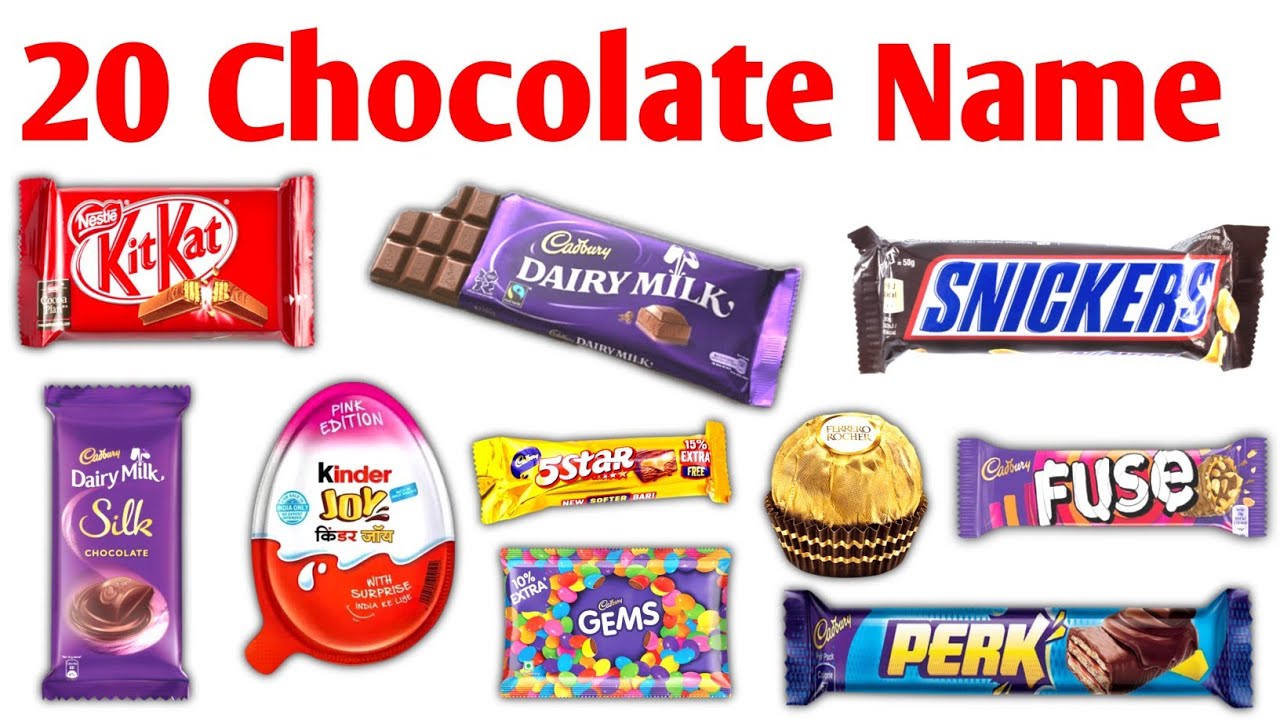 🍫 20 चॉकलेट्स के नाम सीखें | Learn 20 Chocolate Names for Kids with Pictures & Sounds