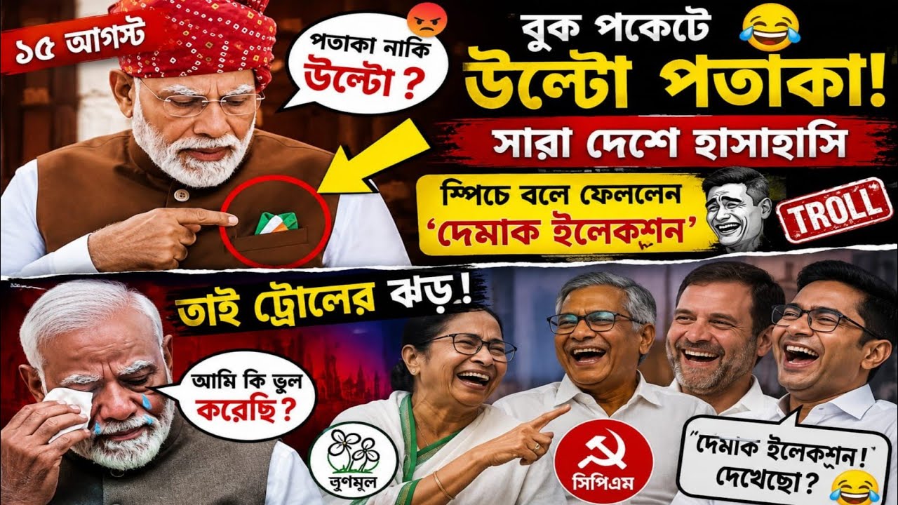 **মোদীর পকেটে উল্টো পতাকা? 😱 শুরু ট্রোল!**