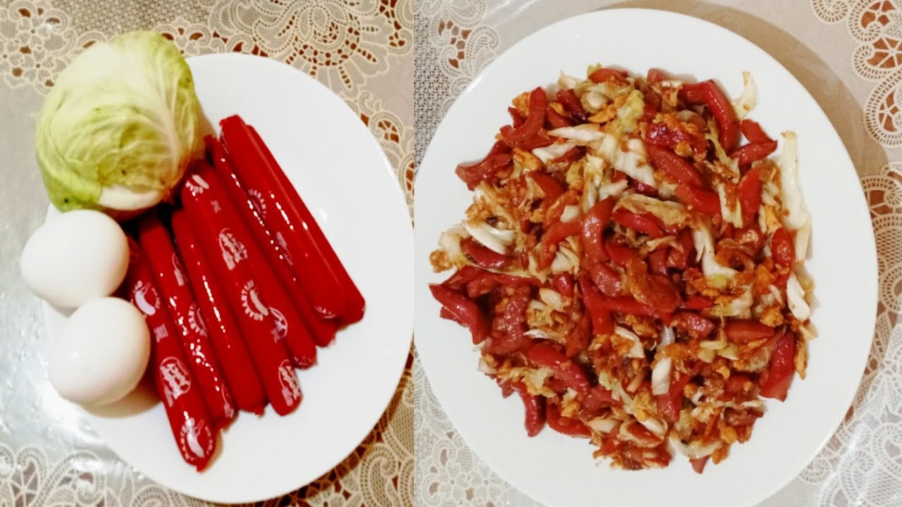 Super easy ! Hotdog , Cabbage and Eggs / Mura na masarap pa