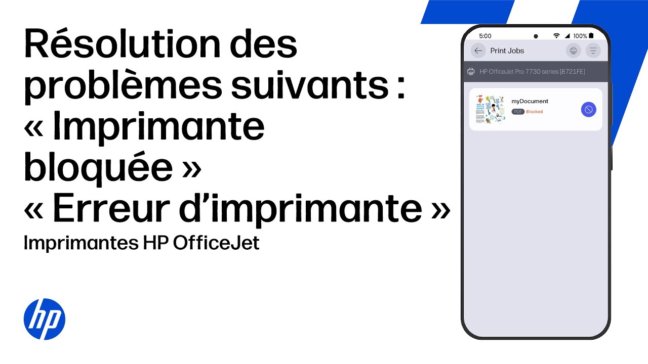 Correction d'un message « Imprimante bloquée » ou « Erreur d'imprimante » | Imprimantes HP OfficeJet