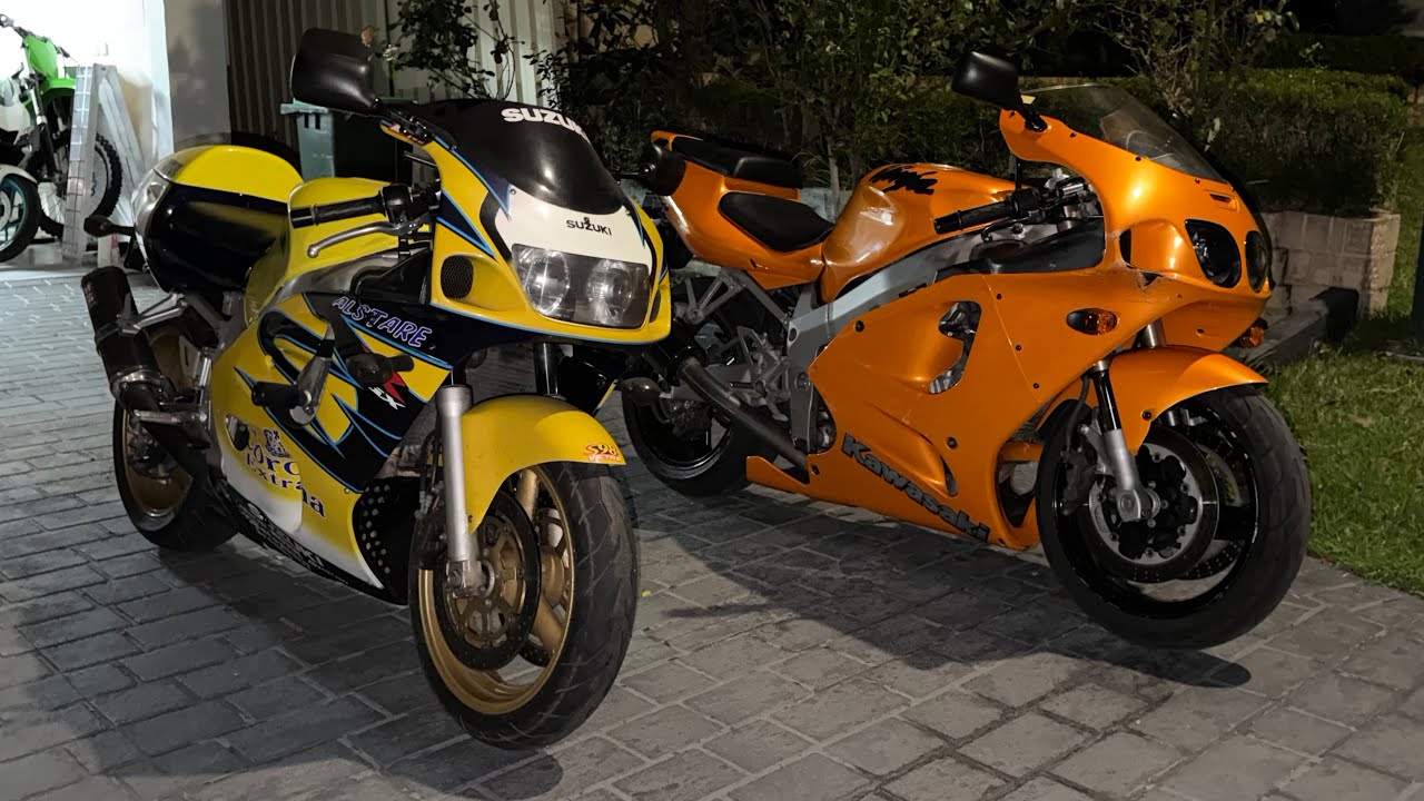 Resurrection of two classic 90s Japanese motorcycle Kawasaki ZX7R and Suzuki GSXR 600 90s Yoshimura 